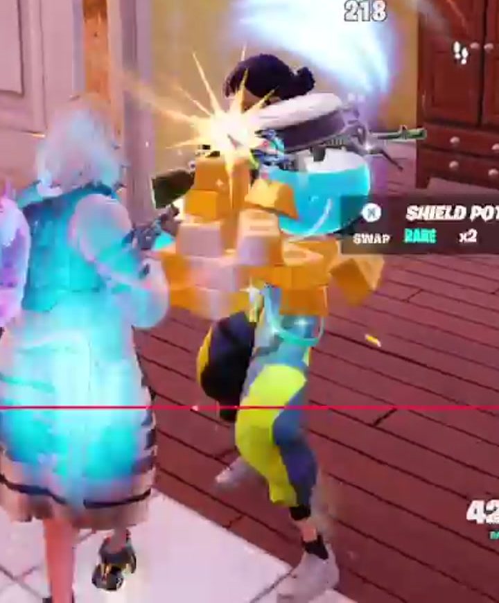 Vertical clip of a close-range fight indoors